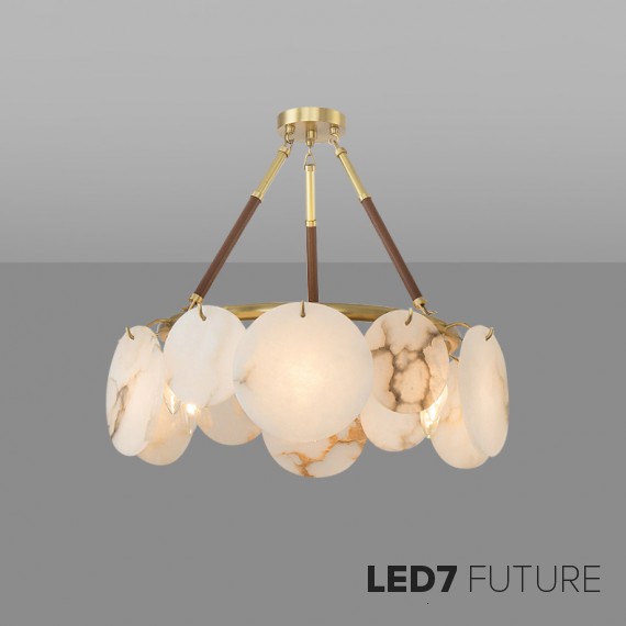 Loft Industry Modern - Leather&Marble Circle Chandelier